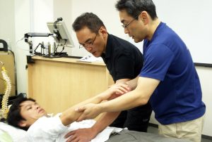 上肢の動きを使って腹部にアプローチ